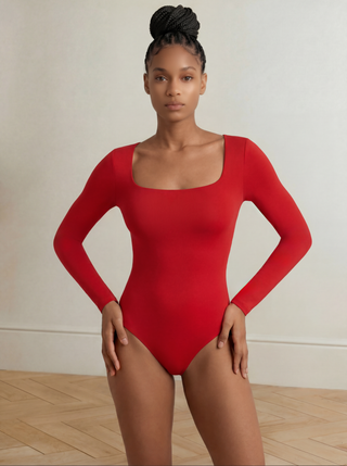 LONG SLEEVE BODYSUIT | Red